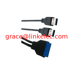 China USB 3.0-Kabel 20P M-2AM usb 3.0-Datenverbindungskabel mit 20P M/2*AM fournisseur