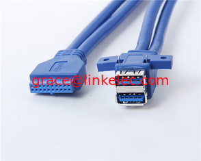 China Panel Mount Super-Geschwindigkeit USB3.0 doppelter AF-Anschluss zu 20pin-Kabel fournisseur