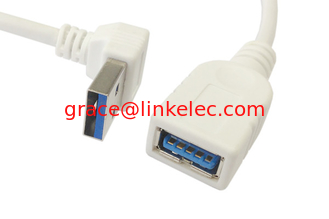 China Aufwärts rechtswinkel 90 Grad USB 3.0 Männlich zu weiblich 30cm Kabel Weiß fournisseur
