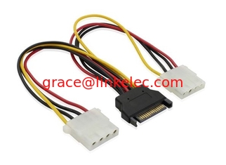 China 12 Zoll SATA Splitter-Kabel 15 Pins Männlich zu Dual 4 Pins Molex-Kabel fournisseur