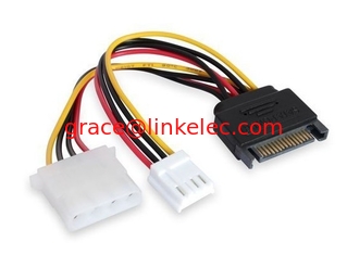 China 12-Zoll-SATA 15-Pin-Mann-zu-4-Pin-Molex und 4-Pin-Stromkabel fournisseur