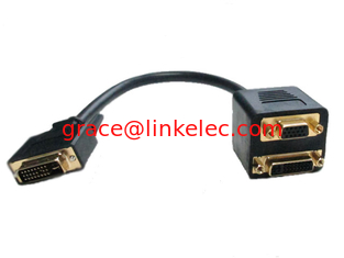 China DVI-Mann-zu-DVI- und VGA-Frauen-Adapterkabel,DVI(24+1) Zwillingskabel fournisseur