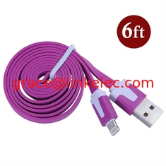 China Dual Color Noodle USB Kabel Sync Flat Daten Ladekabel für iPhone 2G3G4G4S iPad lila fournisseur