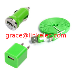 China USB-Wandladegerät für Heim-AC+Autoladegerät+8 Pin Sync-USB-Kabel für iPhone 5 5S 5C 5G Grün fournisseur