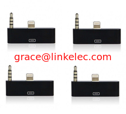 China Farbenfrohe 30pin bis 8pin AUDIO ADAPTERS Konverter für iPhone 5 5s 5c Itouch Nano 7 Schwarz fournisseur