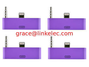 China Farbenfrohe 30pin bis 8pin AUDIO ADAPTERS Konverter für iPhone 5 5s 5c Itouch Nano 7 Lila fournisseur