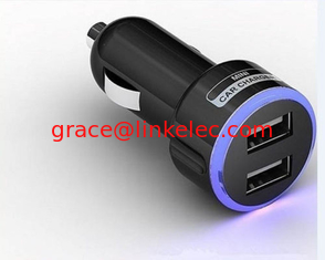 China 5V2.1ANew Mini Dual USB Car Power Schnellladegerät Ladeautomatik Adapter Blau LED Licht Schwarz fournisseur