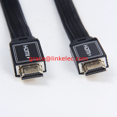 Flaches HDMI-Kabel mit verschiedenen Arten von Nylon-Zöpfen Schirmung schwarze Farbe fournisseur