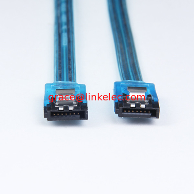 Fabrik Großhandel 7pin SATA Kabel weiblich zu weiblich mit Clip Transparent Blau fournisseur