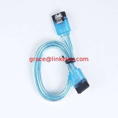 Fabrik Großhandel 7pin SATA Kabel weiblich zu weiblich mit Clip Transparent Blau fournisseur