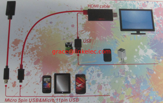 Hochwertiges MHL-Kabel für Samsung-Handy mit 5 Pins / 11 Pins für S4 fournisseur