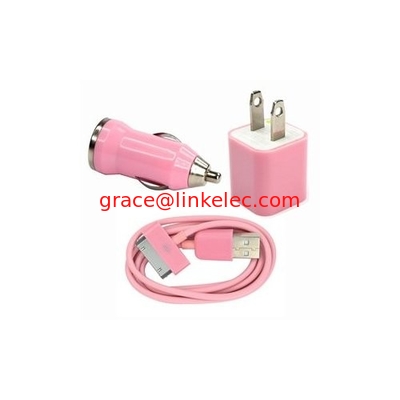 USB-Wandladegerät und Autoladegerät + Datenkabel für Apple iPod Touch oder iPhone4 4S 4G Pink fournisseur