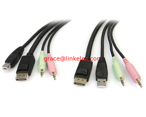 6ft 4in1 USB DisplayPort KVM Schaltkabel mit Audio und Mikrofon fournisseur