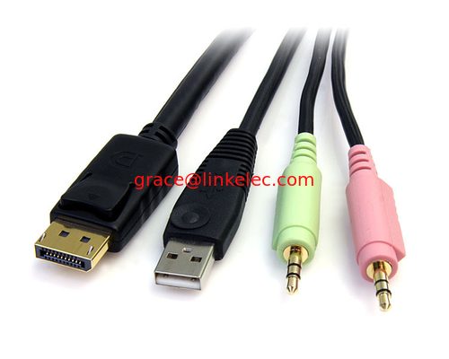 6ft 4in1 USB DisplayPort KVM Schaltkabel mit Audio und Mikrofon fournisseur