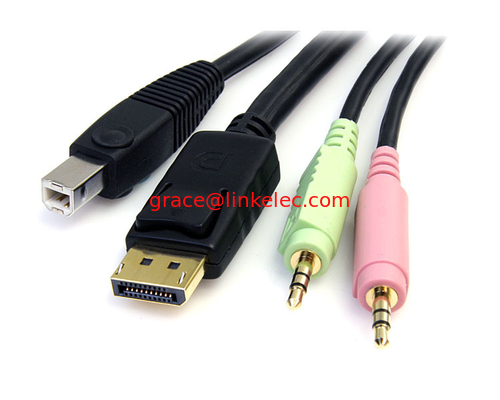 6ft 4in1 USB DisplayPort KVM Schaltkabel mit Audio und Mikrofon fournisseur