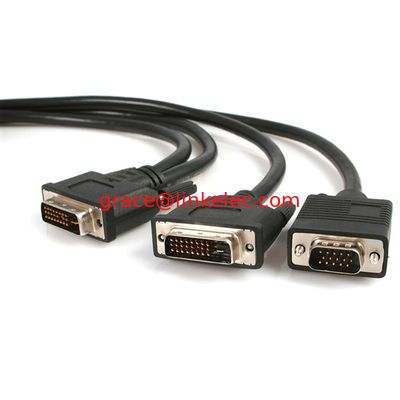 6 ft DVI-I-Mann-zu-DVI-D-Mann- und HD15-VGA-Mann-Video-Splitterkabel fournisseur