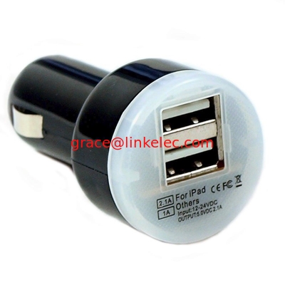 Dual-USB-LED-DKK-Auto-Ladegerät 2.1 Ampere 1A-Autoadapter Farbauswahl für LG G2 Schwarz fournisseur