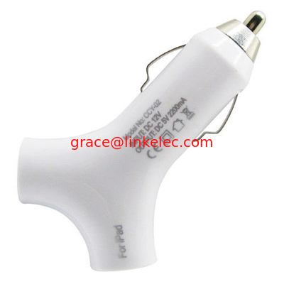 Y-Form-Stil Dual USB 2 Port Car Charger Adapter für das neue iPad 3 2 iPhone 5 weiß fournisseur