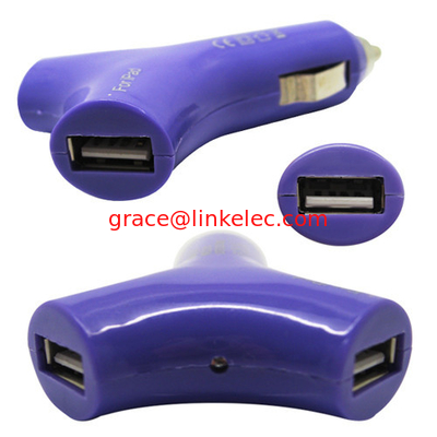 Y-förmiger Dual USB 2port Car Charger Adapter für das neue iPad 3 2 iPhone 5 Blau fournisseur