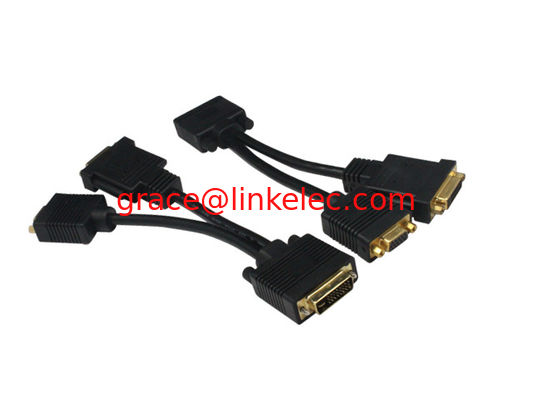 DVI männliches Y-Kabel auf DVI männliches und VGA weibliches Adapterkabel,DVI(24+1) Y-Kabel